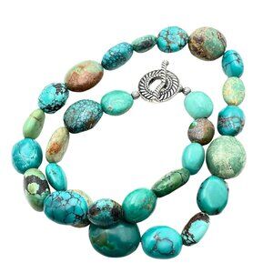 Carolyn Pollack Women's Necklace Blue Green Turquoise Sterling Silver 16 Inch